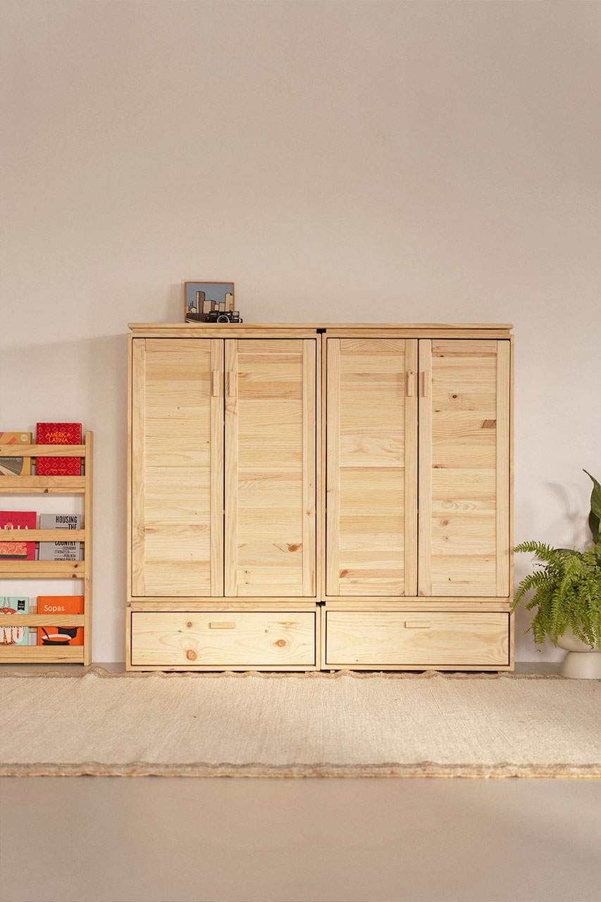 Imagen de ambiente 1 para:Armario de madera natural con cajones